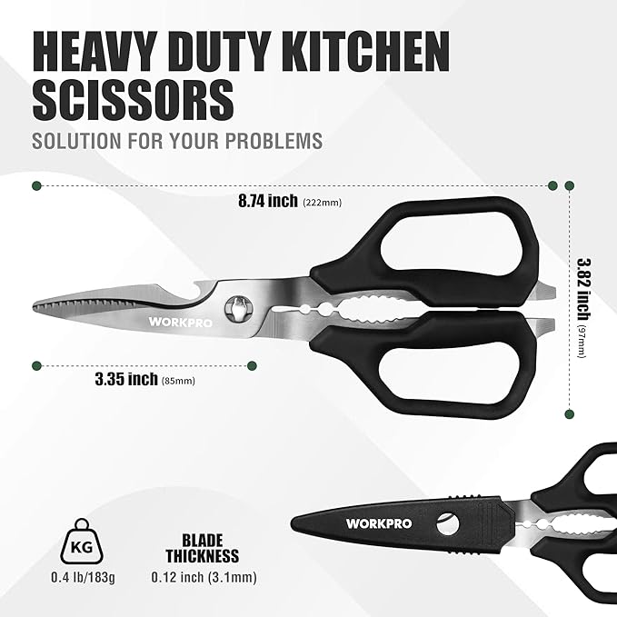 WORKPRO Kitchen Scissors, All Purpose Kitchen Shears Titanium Coated