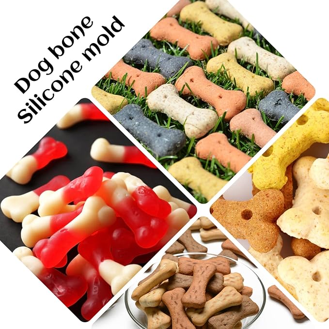 2 PCS Mini Silicone Molds, 212 Cavity Non-Stick Silicone Molds for Baking Biscuits, Cookie, Candy, Chocolate, Jelly Pet Treats Mold (Mini Dog Bone)
