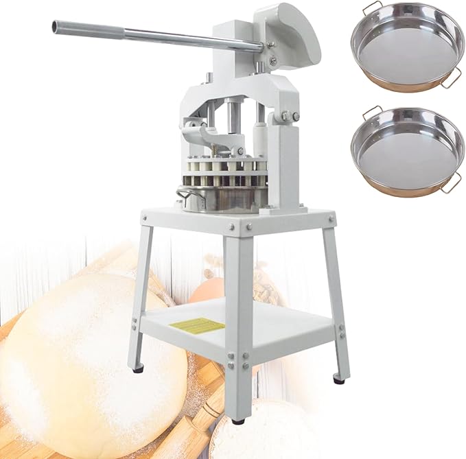 Yokoma Commercial 18PCS Dough Divider Vertical Manual 18PCS Dough Divider Manual Doughs Dividing Cutting Machine with 2 Stainless Steel Basins for Commercial Baking, 2.2-11.29oz(60-320g) Weight Range