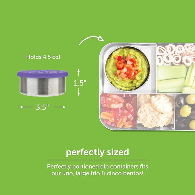 LunchBots 4.5 oz Stainless Steel Condiment Containers 2pk Purple