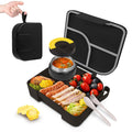 Lunch Box with Thermo Jar, Large-Capacity 3-Compartment Bento Box, Black