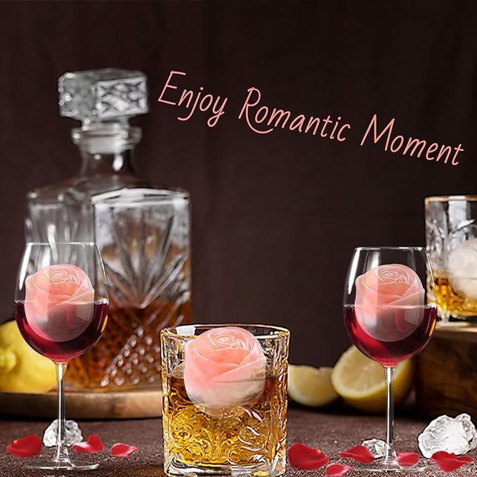 Aibirui Rose Ice Cube Mold,2" x 8 ices,Large Ice Cube Molds,Ice Cube Tray