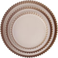 Tart Pan Set, 3 Nonstick Round Quiche Pan, 12 Inch, 10 Inch, 8 Inch Fruit Tart Pan, Flueted Pie Pan Solid Bottom (Champagne Gold)