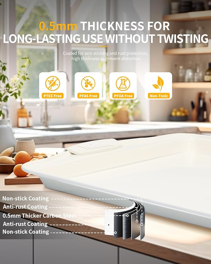 Ymiton Baking Pans Set with Silicone Handles, 34 PCS Nonstick Bakeware Sets, Oven Pan Set Includes Baking Tray, Cookie Sheet, Cake Pans, Loaf Pan, Muffin Pan, Pizza Pan