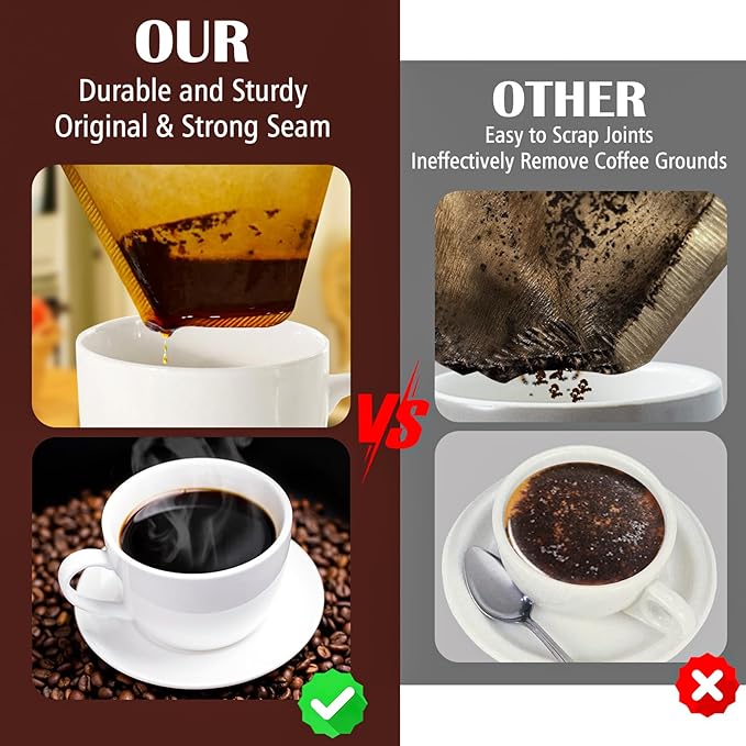 200 Count #4 Cone Coffee Filters 8-12 Cup, Natural Coffee Filters