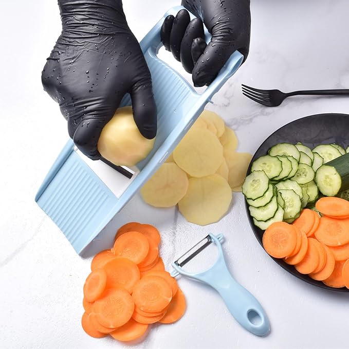 NACOLUS Handheld Mandoline Slicer for Kitchen, Vegetable Slicer Multi Blade Potato Chip, Veggie shredder, Vegetable Cutter, Julienne Shredder and peeler For Small Job In Kitchen Blue