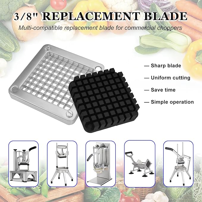 BSTSLL 2 PCS Replacement Dicer Chopper 3/8" Blades with Pusher Block