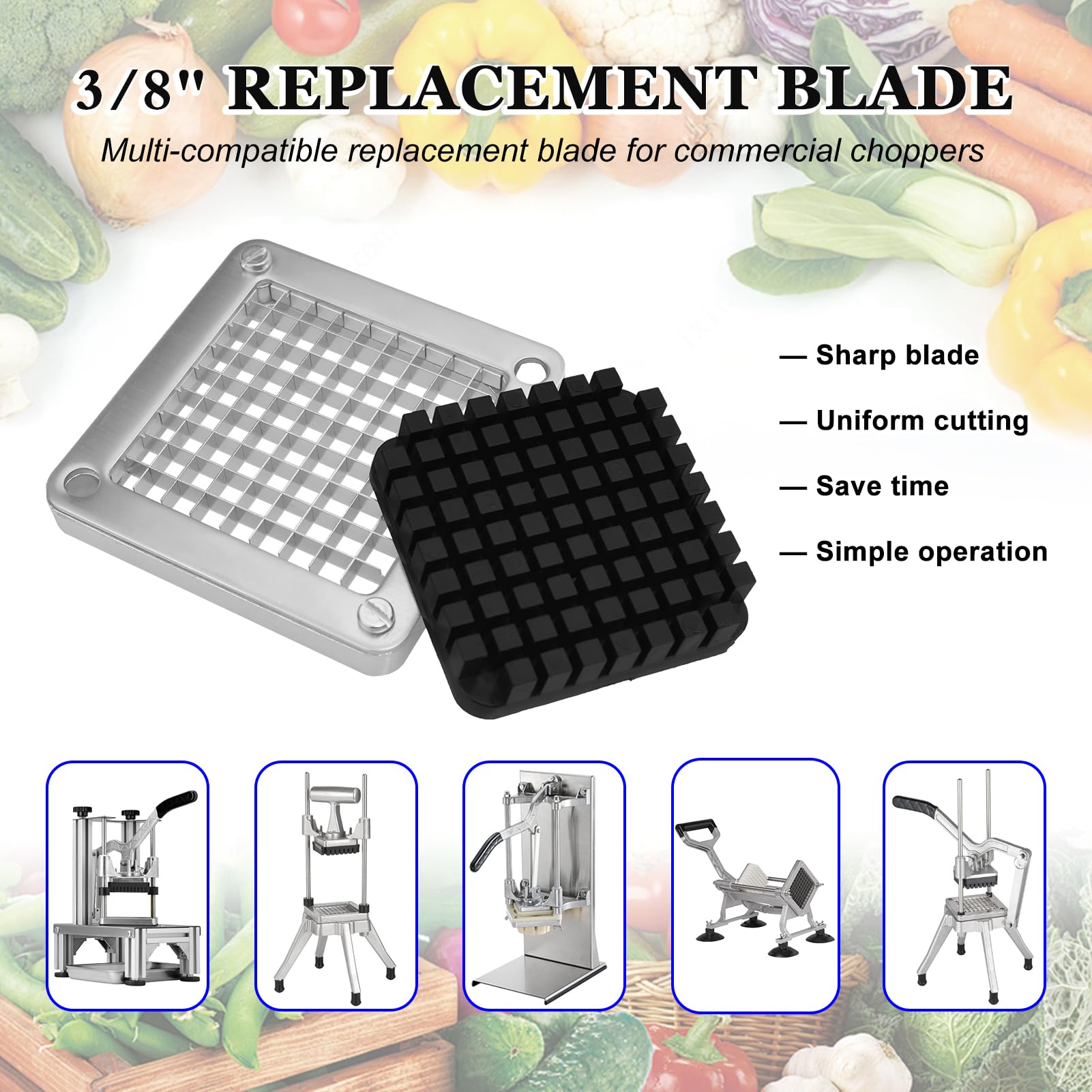 BSTSLL 1/4" and 3/8" Replacement Dicer Chopper Blade with Pusher Block