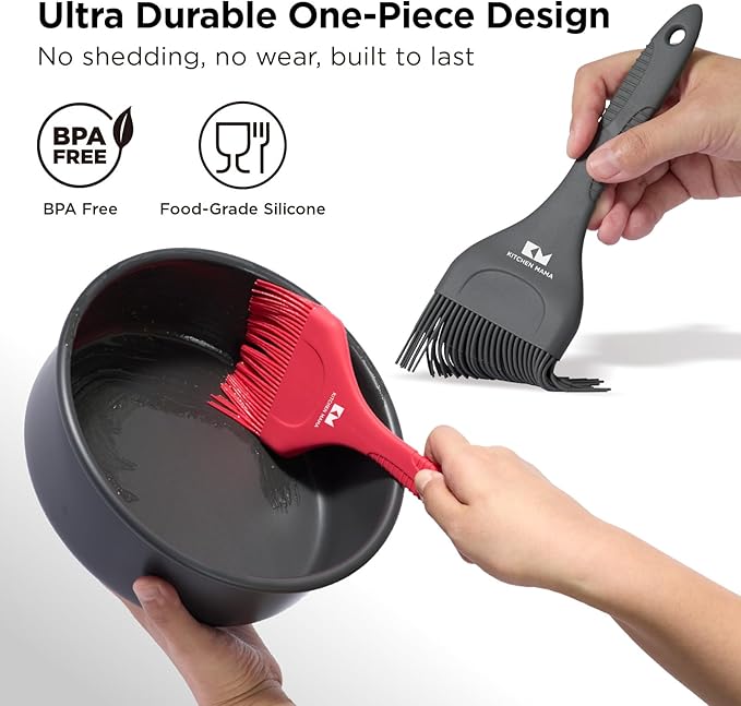 Kitchen Mama Platinum Silicone Extra Wide Pastry & Basting Brush Set