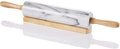 JEmarble Rolling Pin-Wooden Handles(White)(Premium Quality) Polished Surface 18-inch(10"Barrel) Genuine Stone Non-stick Save Effort Easy to Clean