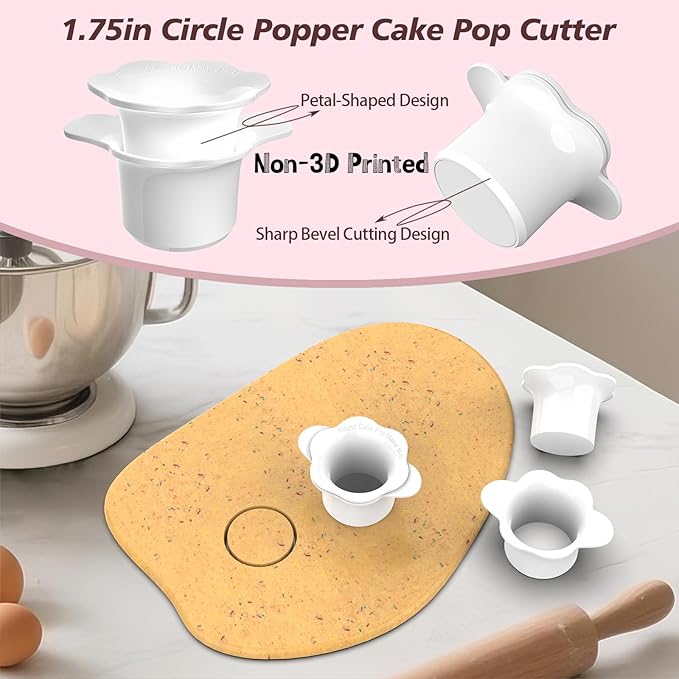 Cake Pop Molds Set, Circle Cake Pop Cutter and Pusher with Tray
