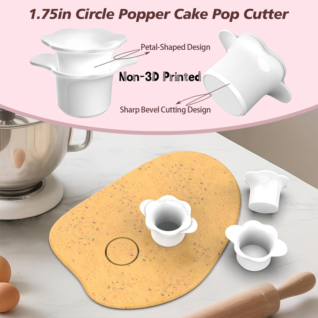 Cake Pop Molds Set, Circle Cake Pop Cutter and Pusher with Tray