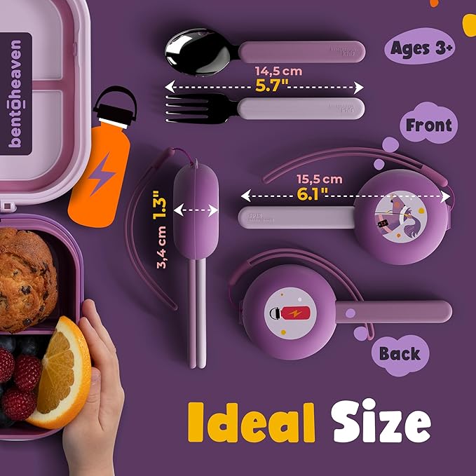 Bentoheaven Kids Utensils Set with Case, Reusable Fork & Spoon, Horse