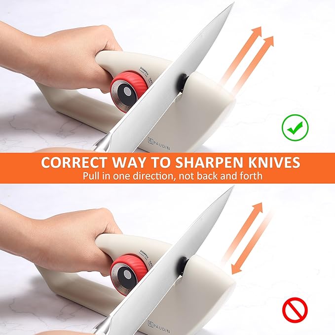PAUDIN 5-Stage Knife Sharpener for Kitchen Knives & Scissors, Straight & Serrated Blades Manual Sharpener, Restores Dull Knives for Home Cooks and Everyday Cooking