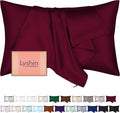 Silk Pillow Cases Standard Size with Hidden Zipper, Mulberry Silk Pillowcase for Hair and Skin, Smooth and Soft Breathable Cooling Silk Satin Pillow Covers for Sleeping, Gifts for Women, Burgundy Red
