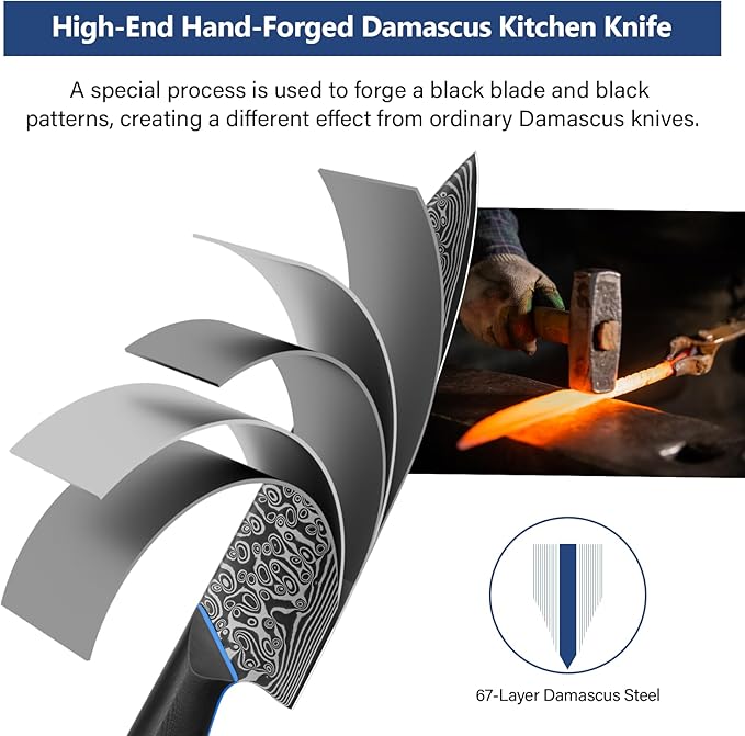 3 Piece Kitchen Knife Set, 67-Layer Damascus Steel, Ergonomic G10 Handle