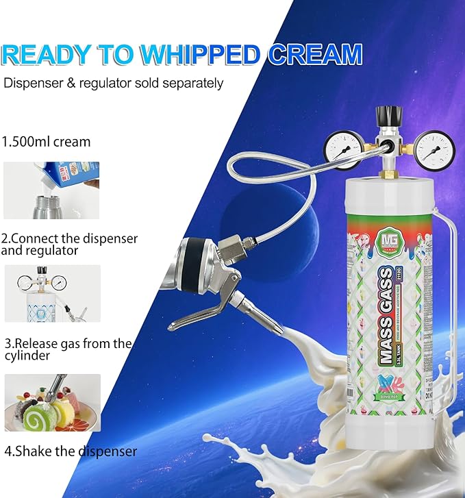 MassGass Whipped Cream Chargers 3.3L 2112g Whip Cream Charger Cylinder Bomb Pop Flavor(2 Cylinders)