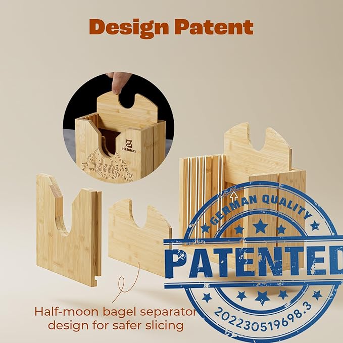 Piklohas 2026 Bagel Slicer, Bamboo Bread Slicer for Small and Large Bagels