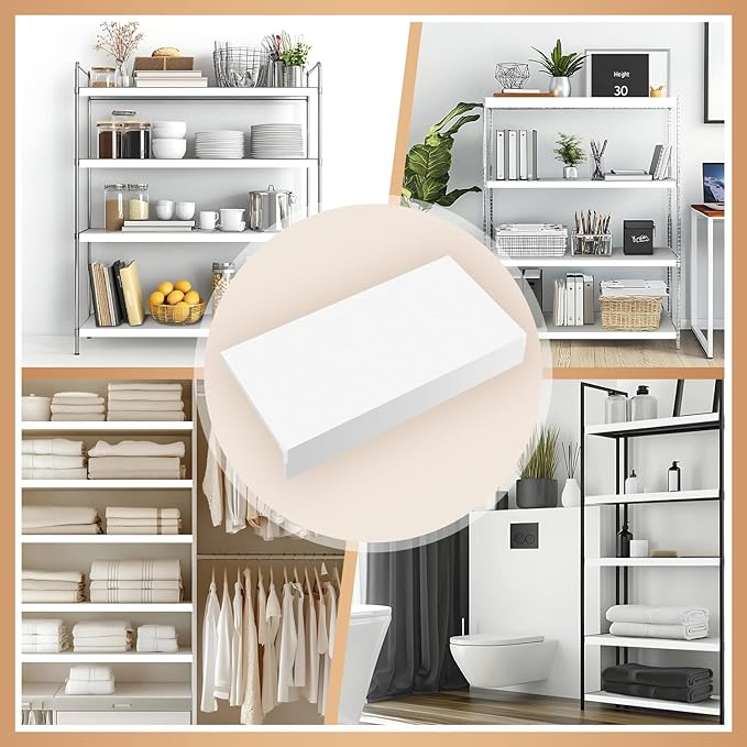 5 Pcs Wire Rack Covers 36x12x2.5 inch PVC Pantry Shelf Cover 0.31 inch Thick Removable Closet Wire Rack Shelf Covers,Decoration Kitchen Bathroom Office Shelving (Light Luxury White,36x12x2.5inch)
