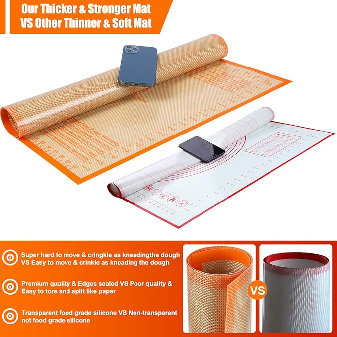 Silicone Pastry Mat 36X24 inch Baking mat Perfect for Dough, Pastry, Pie Crust, Fondant, Cookies, Bread, Pasta/Pizza,Pastry Board, Kitchen Counter Mat