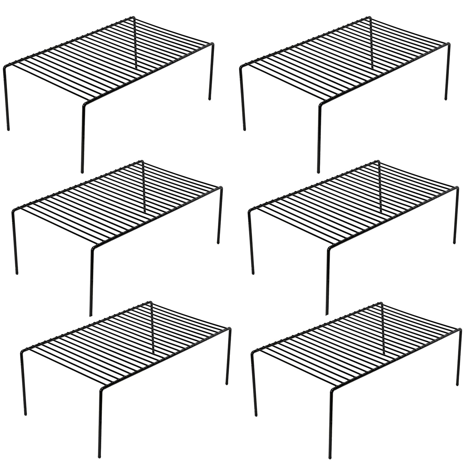 GEDLIRE Cabinet Storage Shelf Rack Set of 6, Medium (13 x 9.4 inch) Rustproof Metal Wire Kitchen Cabinet Organizer and Storage, Cupboard Spice Shelf Rack for Plate, Dish, Counter & Pantry Organization