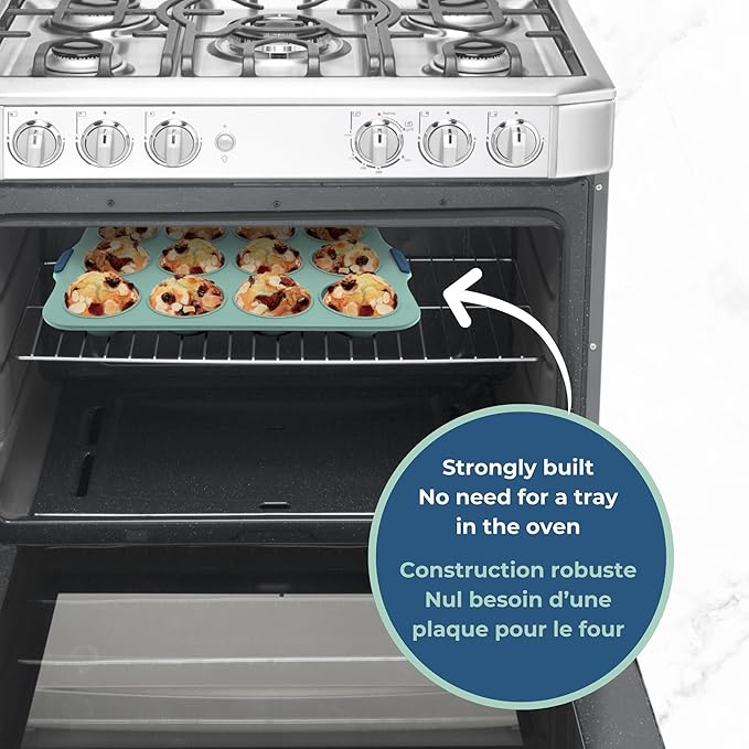 Starfrit 24-Cup Mini Muffin Pan, Silicone, Metal Frame, Green