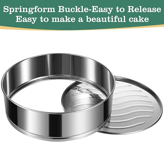 E-Gtong 4" 7" 9" 10" Springform Pans Set of 4, Stainless Steel Cheesecake Pan with Removable Bottom, Leakproof & Nonstick Springform Cake Mold for Baking with 50 Pcs Paper Liners