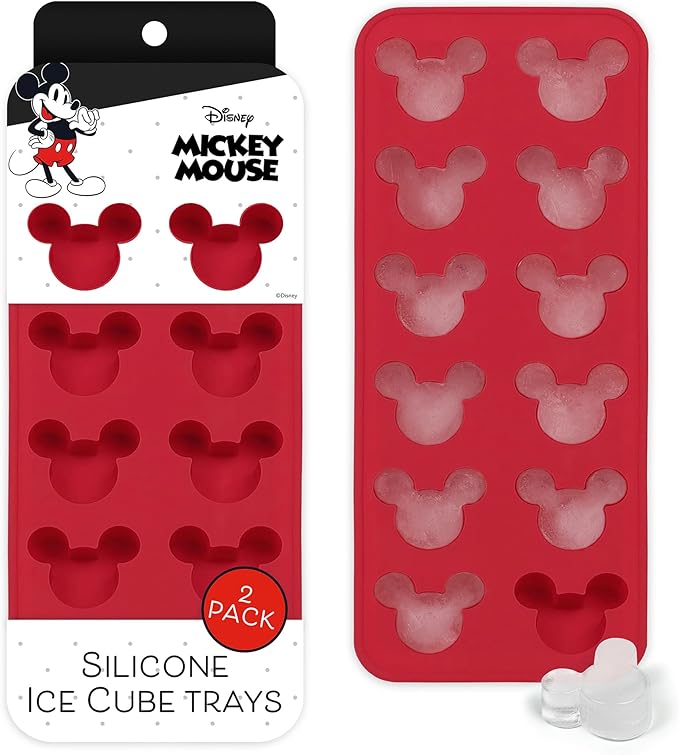Disney Mickey Silicone Ice Cube Tray, 2-Pack 5"x12.5", BPA-Free