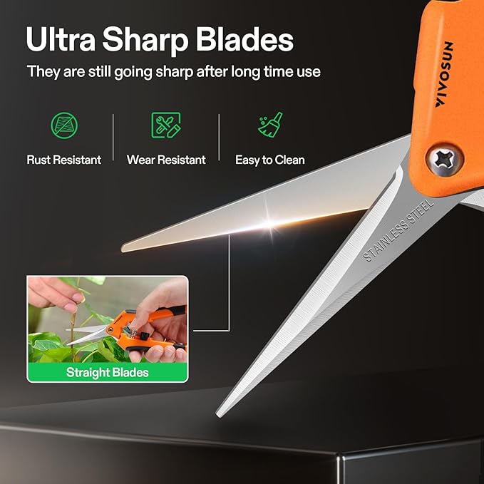 VIVOSUN 6.5 Inch Garden Scissors, Orange Pruning Shears for Plants, 6-Pack