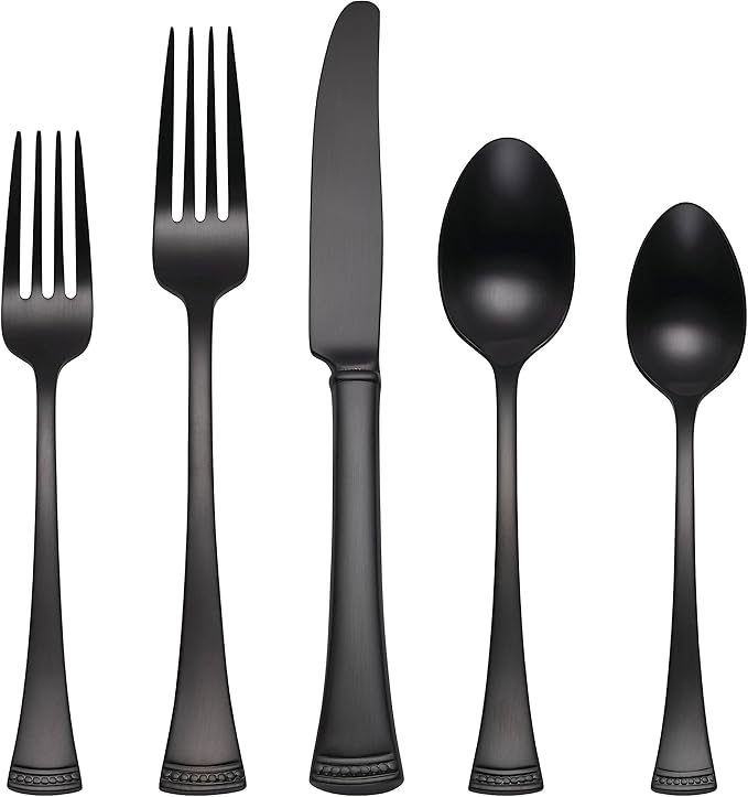 Lenox Portola Black Satin 20-Piece Silverware Set for 4, Flatware