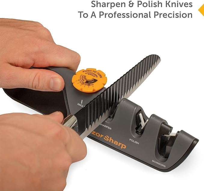 RazorSharp™ Knife & Scissor Sharpener | Adjustable 14-24 Degree Angle Guide