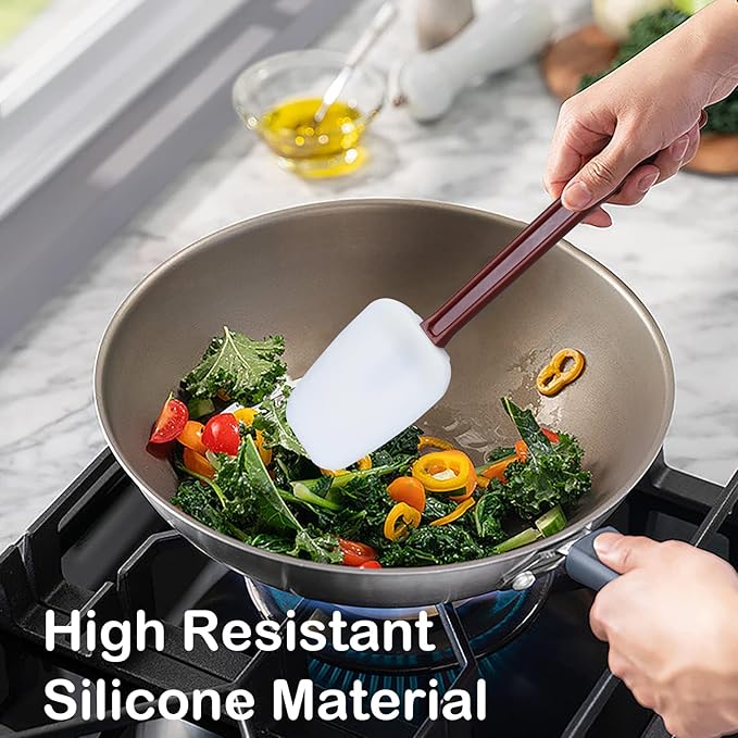 MYTASUY 14 INCH Silicone Spatulas Heat Resistant Heavy Duty Rubber Spatulas Commercial Spatulas Set for Kitchen Use Silicone Cooking Utensils Sets of 2