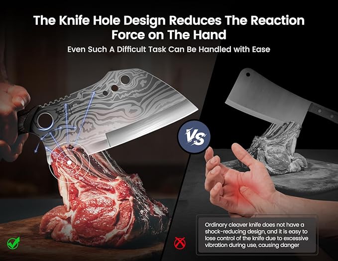 SYOKAMI Meat Cleaver Chef Knife with Sheath, 7.7 Inch Butcher Knife
