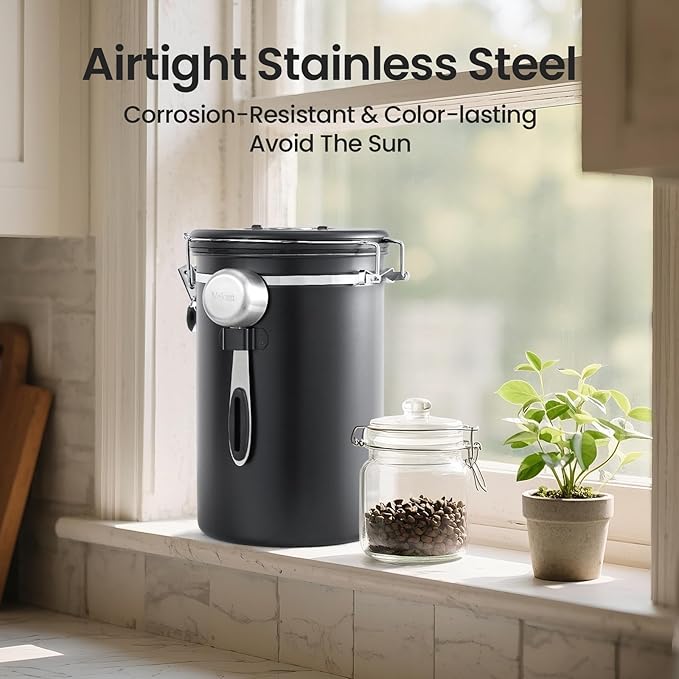 Veken Coffee Canister,39OZ, 2.2lbs,Large Airtight Stainless Steel Container