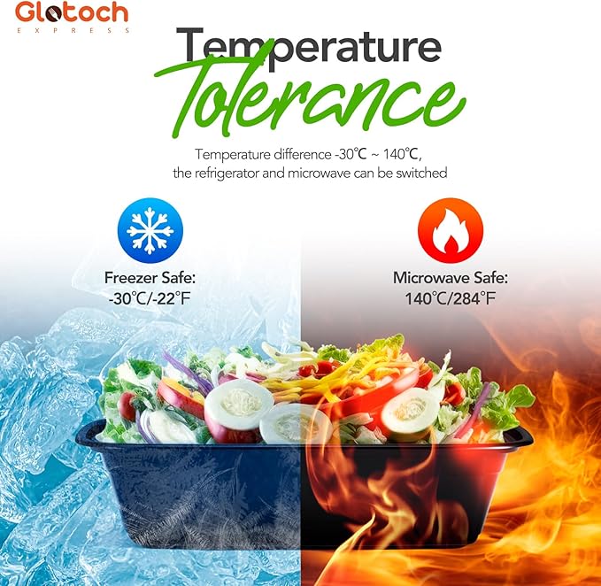 Glotoch Meal Prep Containers with Lids, 28 oz, 50 Pack (100-Piece)