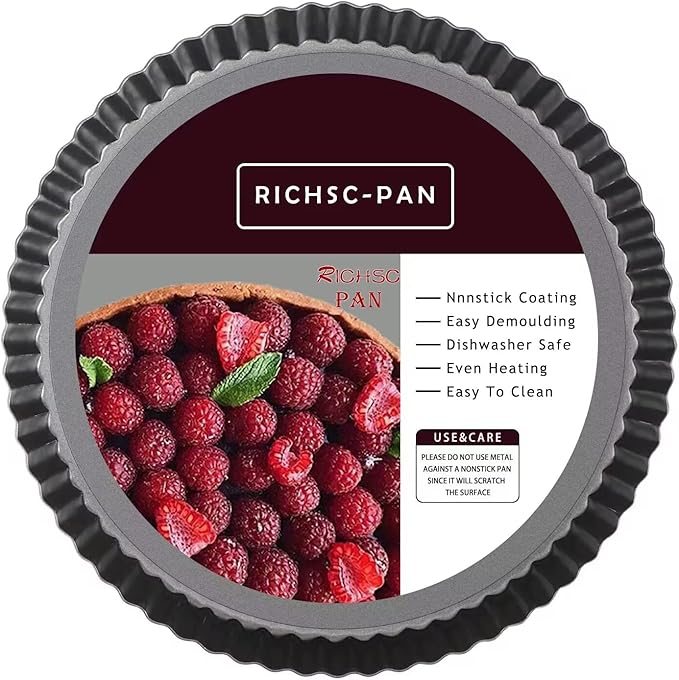 RICHSC-PAN Tart Pan 10 Inch Tart Pan Carbon Steel Round Non-Stick Pan.