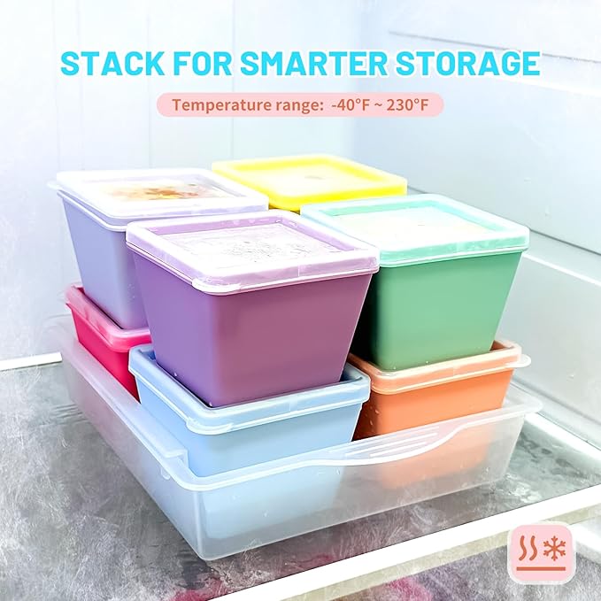 Gemice 1-Cup Silicone Freezer Molds with Lids & Base for Soup, 8-Pack