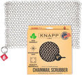 Knapp Made CM Scrubber 6" x 6" Small Ring Chainmail Cast Iron Scrubber, Premium Stainless Steel Mesh Cleaner for Pre-Seasoned Pans, Dutch Ovens, Grills and Skillets