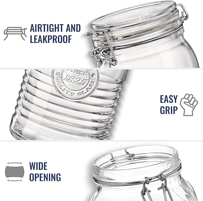 Bormioli Rocco Officina 1825 Clear Jar with Swing Top - Clear, Set of 3