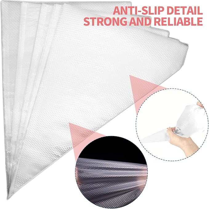 Disposable Piping Bags - 100 pcs 12 inch Pastry Bags, Anti-Burst Tipless Icing Bags for Cake, Cream Frosting, Cupcakes, Pastries and Cookies Decorating