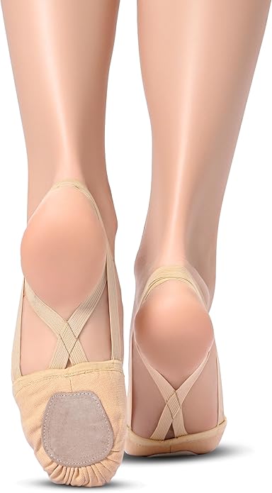 Babene 2Pcs Women's Canvas Half Soles Dance Shoes(ZF1E7-2-XL) Nude