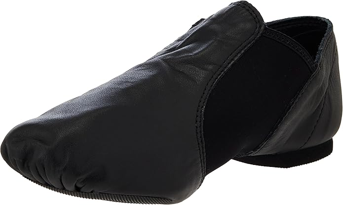 Capezio Women's E Series Jazz Slip-on Shoe – Comfortable Soft Leather with Neoprene Arch Support for Quick Changes, Non-Slip Sole, Lightweight Design, Size 10W, Black