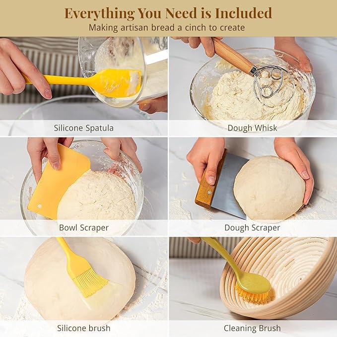 BAVIFY Sourdough Starter Kit, Banneton Bread Proofing Baskets Set