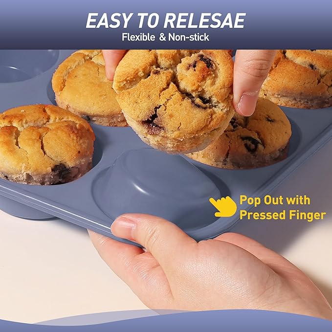 2 Pack 24 Cups Silicone Mini Muffin Pan with Metal Reinforced Frame Silicone Molds Cupcake Pans Tray Egg Bites Circle Cookie Molds Muffin Tin Tart Pans Baking Sheet Set for Breakfast Sandwiches