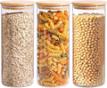 ComSaf Glass Storage Containers wtih Lids 1.7 Qt, 3 Pack Glass Storage Jars