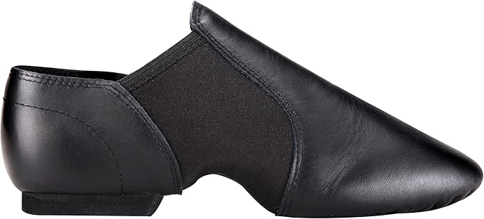 Linodes Leather Jazz Shoe Slip-on for Women Men Dance Shoes Black 5.5M