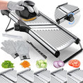 Gramercy Adjustable Mandoline Food Slicer, Mandoline Slicer for Kitchen, Mandolin, Potato, Tomato, Carrot, Vegetable, Fruit and Onion Cutter, Stainless Steel, INCLUDING Cut-Resistant Gloves, Black PRO