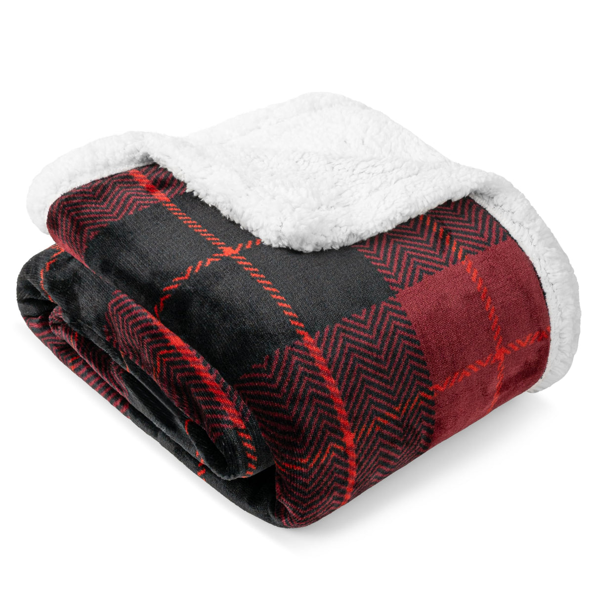 PAVILIA Twin Plaid Sherpa Throw Blanket for Couch Sofa Bed, Navy, 60x80