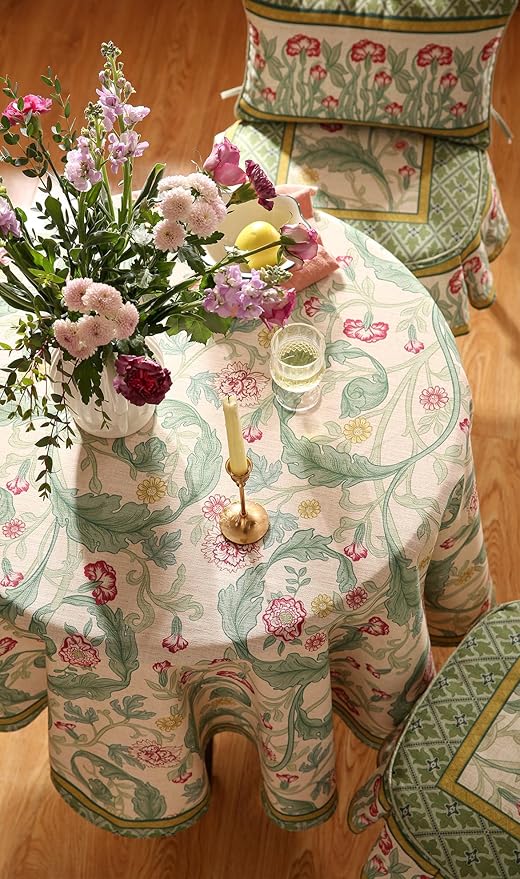 patdrea Vintage French Linen Tablecloth,Round,Diameter 55"-Cecilia A