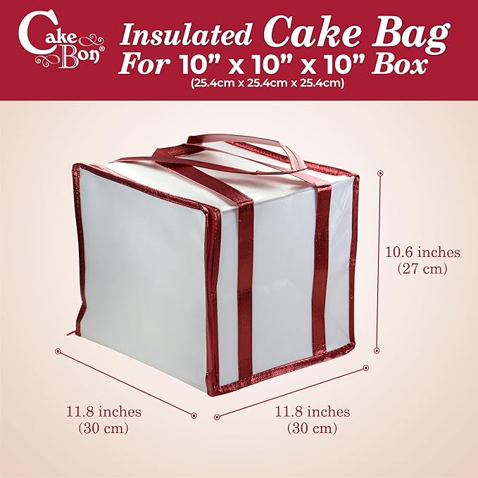 Cakebon 10" Cake Box Drum Insulated Bag Gold Round Smooth 1Pack
